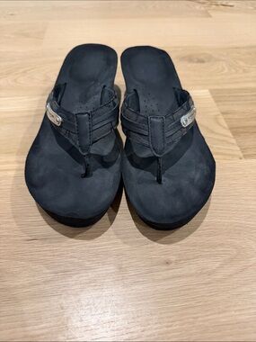 Coach Black Leather Thong Sandals